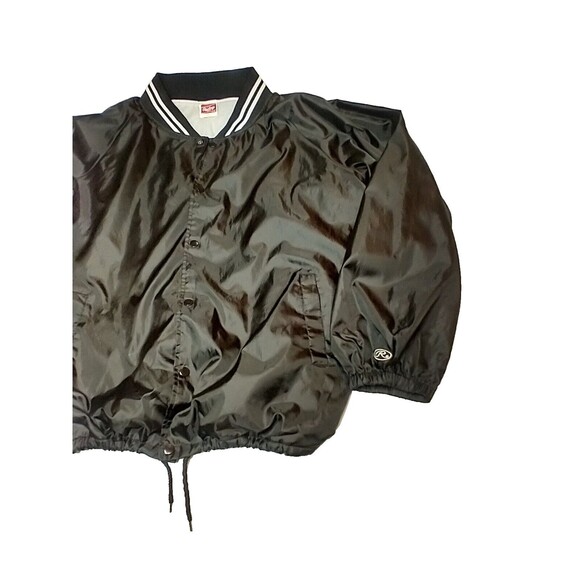 Rawlings Baseball Jacket XL Black Snap Button Lightweight Vintage - Picture 2 of 14